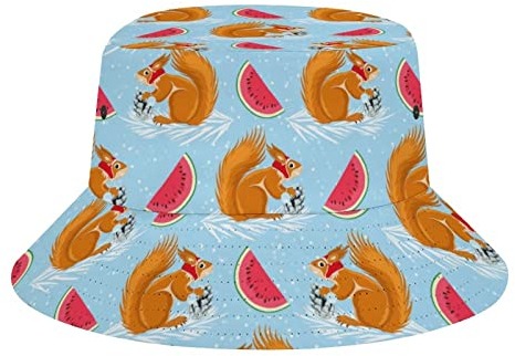 Fischerhüte Eichhörnchen Wassermelone Bucket Fischerhut Weich Adumbral Hut Atmungsaktiv Freizeithut Für Outdoor, Herren, Reisen