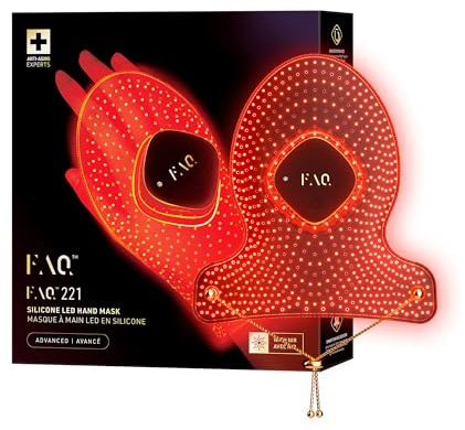 FAQ 221 Masque main portable anti-âge en silicone NIR + 7 LED - Soin luxe antirides et ridules - Sans fil et léger - Flexible avec couverture totale - Soin de beauté