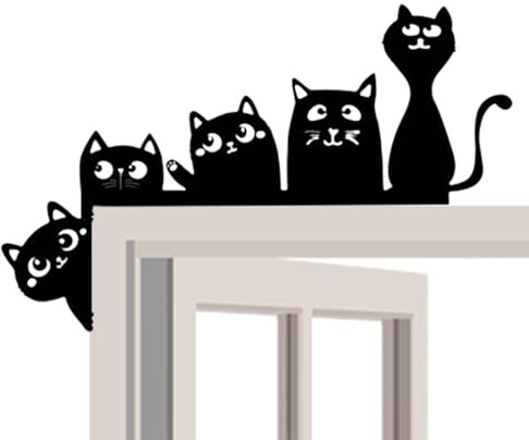 Halloween-Türdekoration, Halloween-Eckdekoration, niedlich, für den Innenbereich, Halloween, schwarze Katze, Topper – Eck- für Türrahmen, dekorative Schilder und Schilder für Portalecke