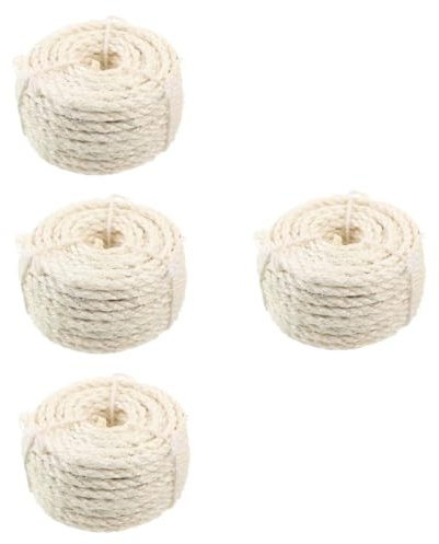 POPETPOP 4rolls Cat Tree Rope Twine String Thick Scratch Post Replaceable Hemp for Home Cat Climbing