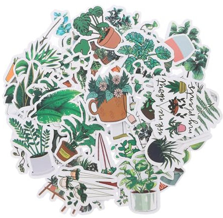 DIYEAH 50pcs Botanical Stickers Tropical Aesthetic Floral Leaves Decals for Laptop Diary Scrapbook Nature Theme for DIY Project