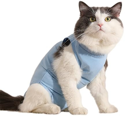 Eyeleaf Body para gato postoperatorio esterilización pelele postoperatorio para heridas abdominales o enfermedades de la piel para evitar lamer heridas (azul, S)