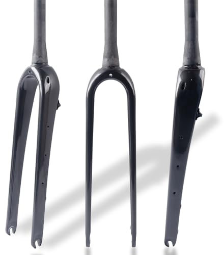 HZXQCVB 700C Forcella Rigida in Fibra di Carbonio Tubo Dritto/Conico da 1-1/8'' Sgancio Rapido 9 X100 Mm Freno A Disco Forcella per Bici da Strada Gravel(Glossy Black,Tapered)