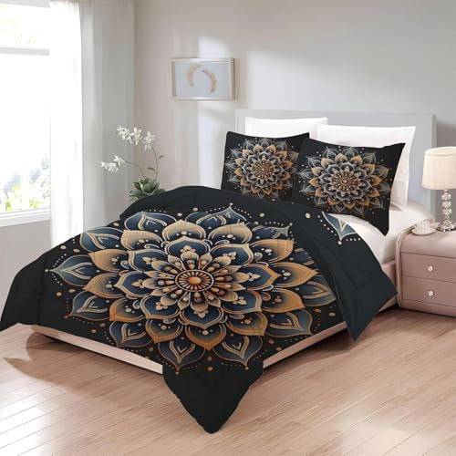 TMMDH Bettdecke 200x220 Ohne Bezug Nutzbar, Blütenblätter Bettdecken Waschbar Ganzjahresdecke Retro Stil 4 Jahreszeiten Steppdecke, Bettzeug Microfaser mit 2 Kissenbezug für Sommer Winter Doppelbett