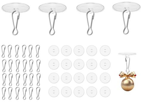 Anlising 100 Pieces Ceiling Hooks Self-Adhesive Transparent Hooks Ceiling Hooks No Drilling with 100 Pieces Flagpole Clip, Self-Adhesive Transparent Wall Hooks, Self-Adhesive Ceiling Hooks, for
