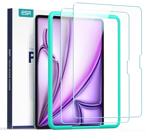 ESR 2 Stück, für iPad Air 13 Zoll M4/M3/M2 für Panzerglas | 2026/2025/2024, Schutzfolie mit Montagerahmen, 9H Härte, Kratzfest, Blasenfrei, HD-Klarheit, Kompatibel mit Apple Pencil