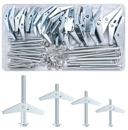 Samulee 132 Pezzi Tasselli per Cartongesso, Tasselli per Forati (M3 M4 M5 M6), Stop per Cartongesso con Viti e Rondella, Tasselli a Farfalla per Cartongesso, Lastre in Gessofibra, Calcestruzzo