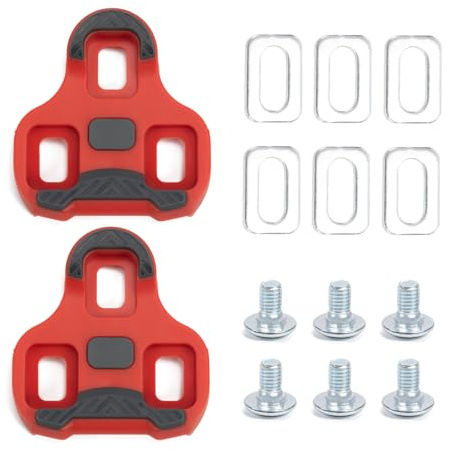 Zouwel Kompatibel mit Look Keo Cleats Bike Pedale, 3-Loch Rot Grip Blade | 2 Max Carbon Classic Cleats, Fahrradschuh Board kompatibel, 4.5° MTB Pedal Straße Anti-Rutsch Fahrrad Zubehör Set