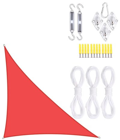 SLDAGe Triangolare Tenda Vela Traspirante Tela Ombreggiante,Resistente allo Strappo Vela Ombreggiante,Tenda da Sole Il Rosso Durevole Protezione UV al 95% Tessuto per Esterno Terrazzo,B,3x4x5m
