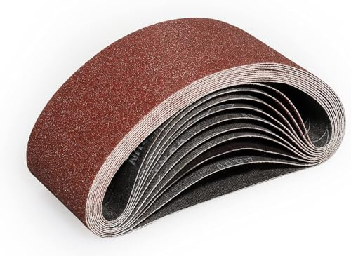 Goodway Nastri abrasivi 75 x 533 mm, 10 pezzi, grana 60, carta vetrata per levigatrice a nastro, per legno e metallo