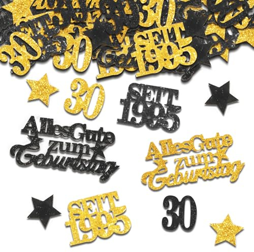 TUZELIYA Konfetti 30 Geburtstag Deko - 150 Stück 30. Geburtstag Deko Frauen Männer - Konfetti Streudeko Gold Schwarz - Dekoration für Jubiläen, Geburtstage, Partys, Tischdeko