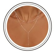 Meteorstarry Y Kette Silber 925 Sterling Silber,Lang Doppelkette Halsreif Silberkette,Boho Layering Anhänger Silberkette Damenkette Jewellery Boho Schmuck Ketten Geschenke für Damen Frauen