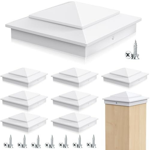 Toscoco Pyramiden-Pfostenkappen aus Aluminium für 14 x 14 cm Holzpfosten, robuste Zaunpfostenkappen für Zedernzaun, Deck, Briefkasten, wetterfest, rostfrei, 8 Stück