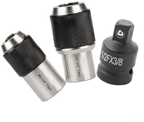 Lot de 3 douilles de robinet réglables avec entraînement carré de 0,9 cm pour tarauds , compatibles avec les outils manuels et électriques pour tarauder, aléser et extraire des vis