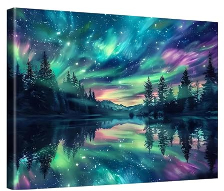 JATOK Paint by Numbers for Adults, Starry Sky Scenery, 40 x 50 cm | clear-symbol pre-printed canvas, acrylic painting kit, beginner DIY craft, unframed wall décor, 16 x 20 in