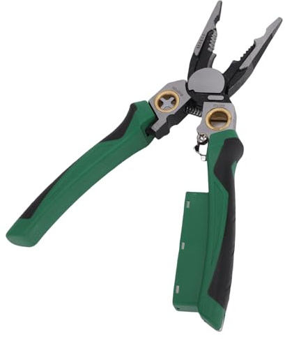 Fockety Pince à Dénuder 8 en 1 avec Testeur de Tension, Outil de Dénudage de Fil Professionnel Robuste, Pince à Dénuder Multifonctionnelle pour Fils Chauds/neutres, électricien