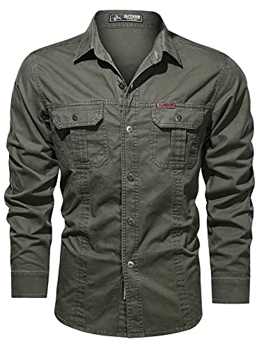Celanisai Safari Camisa de manga larga para hombre, camisa funcional al aire libre, camisas de secado rápido, protección UV, camisa de pescador, transpirable, con botones, camisa de ocio, ajustada