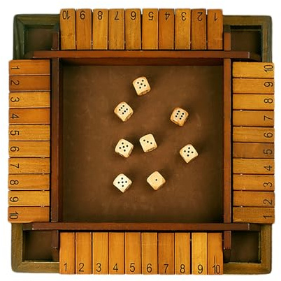 Spel med stängd låda – trä | tärningsspel Shut The Box-spel med lutbar nummerbräda, strategi och beräkning, familj och barn, barspel, brädspel 2–4 spelare | hus,