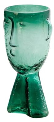 Kristallklare Vase mit menschlichem Gesicht, moderne Vasen für Wohnzimmer, Küche, Schlafzimmer, Esstisch, Tafelaufsatz (grün)