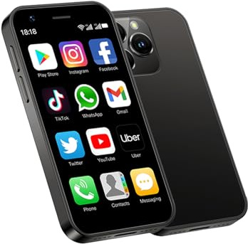 Mini Smartphone 4G 3 Pouces Android 10.0 Téléphone Compact Double SIM Reconnaissance Faciale Batterie 2000mAh Google Play, Petit Téléphone de Secours Portable Pratique Couleur Noir 3Go+64Go