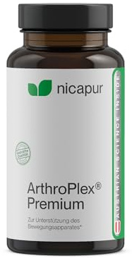 nicapur® ArthroPlex® Premium, für Knorpel und Gelenke, mit dem Spezial-Komplex ActiJoy®, den Vitaminen C und D, Mangan und Weihrauch-Extrakt, Reinsubstanz ohne Zusatzstoffe, 60 Kapseln