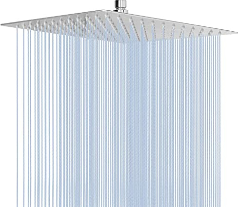 NearMoon Rain Shower Head, High Flow Stainless Steel Square Rainfall Shower, Waterfall Bath Shower Body Covering, Ceiling or Wall Mount (12 Inch, Chrome Finish)