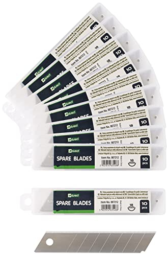 D.RECT - 100 Stück Abbrechklingen | Cutterklingen Cuttermesser Klingen groß 18mm | 100 Klingen | Ersatzklingen für Universalmesser | Cutterklingen Messer | Universalmesser Taschenmesser