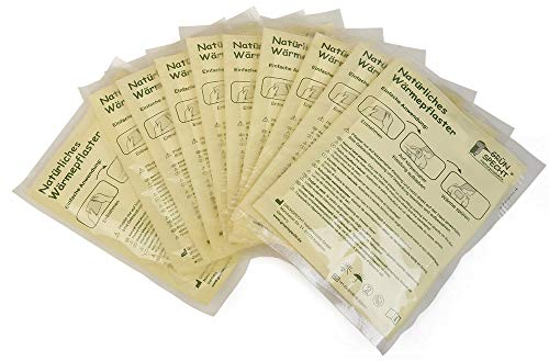 GRÜNSPECHT Natürliches Wärmepflaster 13x10cm, bis zu 12 Stunden Wärme unterwegs, kompostierbare Füllung, für sensible Haut, für Rücken, Bauch, Nacken, 10 Stück (141-K2)