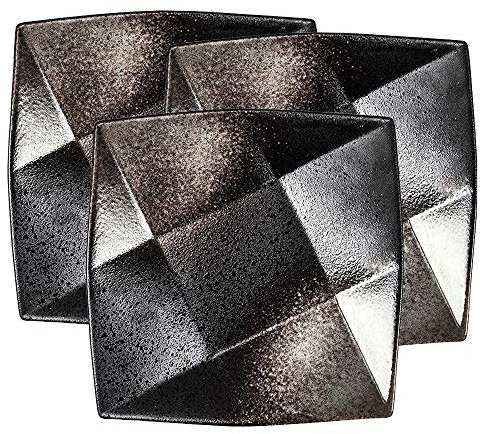 MICPB Assiettes à dîner Assiette en CéRamique CarréE Noire Plats à DîNer Incassables, Assiette de Service Au Micro-Ondes / 3 pièces / 15.5cm/6in