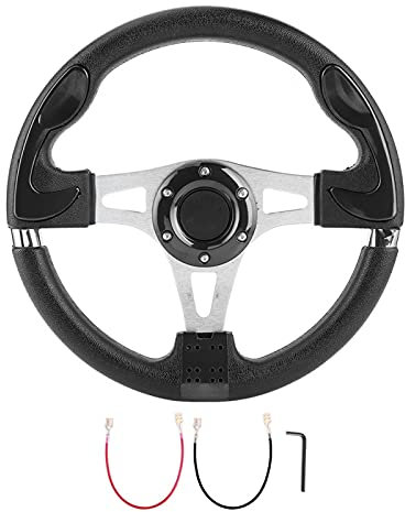 Volante de carreras, 320 mm / 12,5 pulg., Fibra de carbono, cuero de PVC, coche, volante deportivo de deriva, con botón de bocina, accesorio universal(negro)