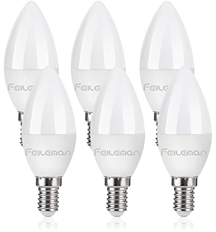 FEILEMAN Glühbirne E14 LED Kerze Warmweiß 8W Ultrahelle (Ersetzt 70W) 3000K LED Kerze Lampe Birne 880LM Nicht Dimmbar Kerzenlampe 6 PACK