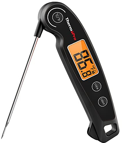 ThermoPro TP605 Instant Read Meat Thermometer Digital for Cooking, Waterproof Food Thermometer with Backlight & Calibration, Digital Probe Cooking Thermometer for Kitchen, Outdoor Grilling and BBQ