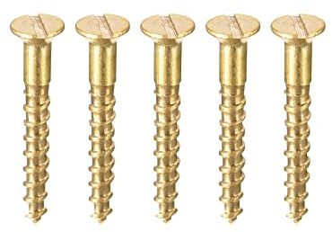 sourcing map Wood Screws M1.6 x 12mm Slotted Flat Head Brass Self-Tapping Screw 100 Pcs