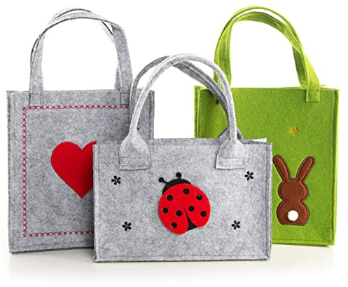 Logbuch-Verlag 3 kleine Filztaschen Ostern Geschenktaschen Filz mit Henkel Verpackung kleine Geschenke Geburtstag