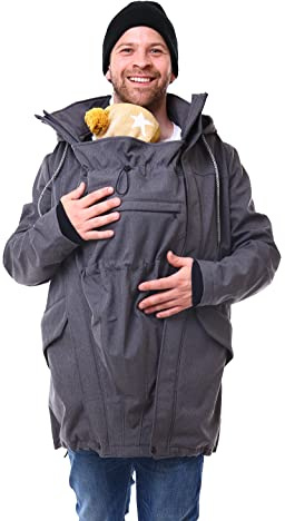 Viva la Mama - Männer Tragejacke für Rückentragen Vorntragen Papa Tragemantel - PROTECTIS - anthrazit - M