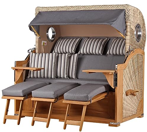 bene living Strandkorb-Set Königssee 3-Sitzer Teak - PE Shell - Modell 544 - Liftersystem