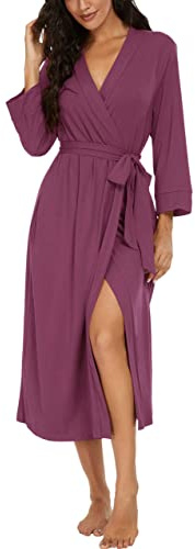 PrinStory Women Long/Short Bathrobe Knit Kimono Robes Soft Womens Dressing Gowns Casual Ladies Loungewear