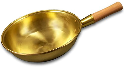 OQHAIR 100% Pure Copper Wok Thick Wok With Wooden Handle 32 cm Heat Conduction Quickly And Does Not Rust Kitchen kitchen u Kitchen Cookware (Color : A, Size : 32cm) (A 32cm)