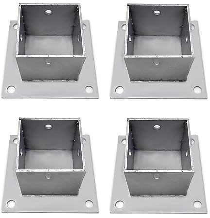 Pfostenträger Aufschraubhülse Pfostenschuh Für Geländer, Vierkantpfostensockel Mit Beschlägen Für Briefkasten, Pergola Und Terrasse, Pfostenanker Aus Edelstahl Für Beton ( Color : 4 Pcs , Size : 90x90