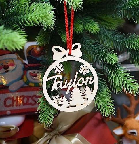 gume Personalisierte weihnachtskugeln mit Namen, Weihnachten Personalisierte Holz Paw Ornament,Weihnachten Hängen Geschenk Baum Holz Tags (XF19,1 Pcs)