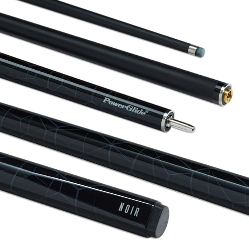 POWERGLIDE Bastone per Stecca da Biliardo o Biliardo, in Fibra di Vetro, Ultra Liscio, Lucido, 2 Pezzi 50/50, Nero Ghiaccio screpolato, Punta da 10 mm, Dimensioni 144,8 cm