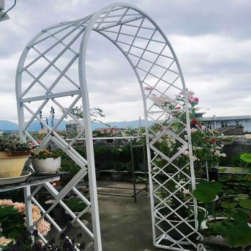 Arco per Rose In Metallo Bianco Arco di Nozze con Base Robusto Padiglioni Riutilizzabile Arco per Piante Rampicanti Larghezza 140/180/220/260/300cm Durevole(W260xH230xD40cm/8.5x7.5x1.3ft)