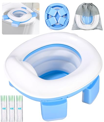 Toilettensitz Kinder, 3 in 1 faltbares Kinder Töpfchen für Unterwegs | Portable Travel Potty Training Toilet, Tragbarer Toilettensitz Anti-Rutsch-Design für 1-4 Jahre Jungen Mädchen