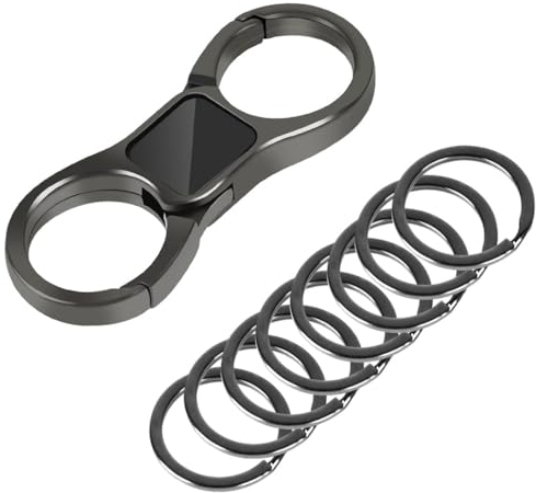 YOCDNOV 1 pièces Porte-clés pour Hommes, Porte-clés à dégagement Rapide et 8 Porte-clés, Porte-clés Robuste, Mousqueton pour clés (Noir)