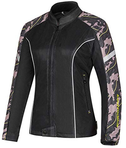 Hcclijo Damen Motorradjacken Sommer Atmungsaktive Mesh Moto Jacke Motocross Offroad Rennjacke JK117W black XXL
