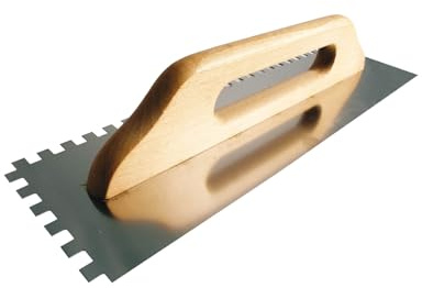 Zahnkelle 480 x 130 mm mit Holzgriff mit unterschiedlichen Zahnungen 6x6 mm, 8x8 mm, 10x10 mm Glättkelle für Kleber Spachtelmasse Putz Zahnkelle Aufziehkelle Aufziehglätter Glättekelle (8x8 mm)