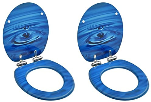 XFZJCHAP Hardware, Sanitär, Hardware für Sanitärarmaturen, WC-Toilettensitze mit Soft-Close-Deckel, 2 Stück, blaues Wassertropfen-Design, Teile, Toilette