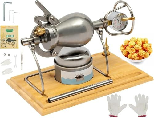 Chinese Traditional Popcorn Maker,Hand Popcorn Machine, Stainless Steel Popcorn Pot, Small Popcorn Cannon Family Gathering Party Fun(248ml)