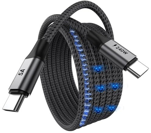 Ultipro Max Cable USB-C Magnetico de 2 Metros Super Rapido, 2.0 480Mbps 240w, Resistente y Ultra Rapido. (2.0 480Mbps 240w, NEGRO, 2 METROS)