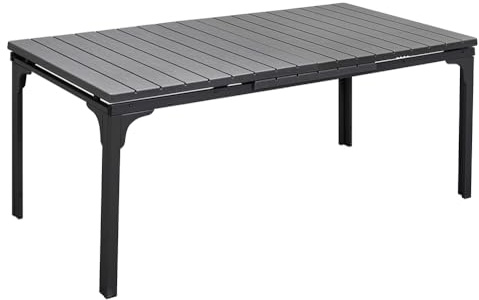 VERDELOOK | Tavolo Allungabile Tenerife Grigio 180/240x90 H76 cm, Rettangolare da Giardino con Piano in HDPE Effetto Legno e Struttura in Metallo Verniciato, Apertura con Ali Laterali